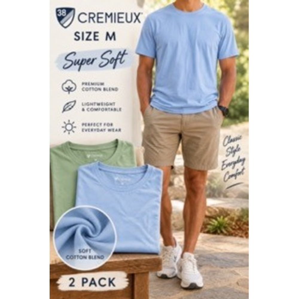 Cremieux Mens Super Soft Cotton Blend T-Shirt 2 Pack Blue Green Size M